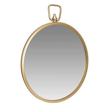 Patton Wall Decor Gold Round Mirror with Decorative Handle, 22" x 26"