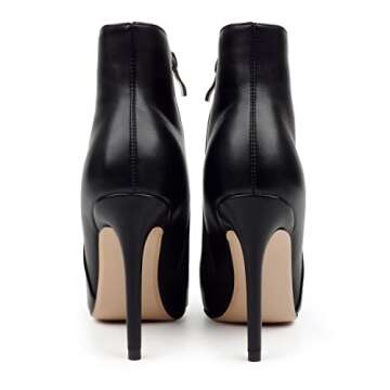 JOY IN LOVE Women's Ankle Boots 4 inch Stiletto High Heels Pointed Toe Zipper Boots Black US 7
