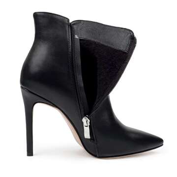 JOY IN LOVE Women's Ankle Boots 4 inch Stiletto High Heels Pointed Toe Zipper Boots Black US 7