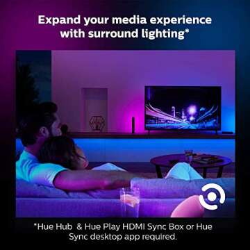 Philips Hue Bluetooth Smart Lightstrip Plus 5.5ft Base Kit- White and Color Ambiance Family Christmas Holiday- Voice Compatible with Amazon Alexa, Apple Homekit and Google Hom - BROAGE Power Plug Cord