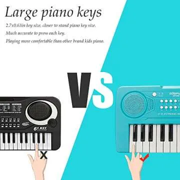 BIGFUN Keyboard Piano for Kids, 61Key Multifunction Electric Piano Keyboard Educational Instrument Toy for 3 4 5 6 7 8 9 10 11 12 Years Old Boys and Girls with Microphone (Silver)