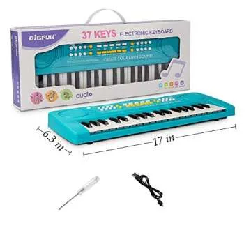 BIGFUN Keyboard Piano for Kids, 61Key Multifunction Electric Piano Keyboard Educational Instrument Toy for 3 4 5 6 7 8 9 10 11 12 Years Old Boys and Girls with Microphone (Silver)