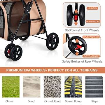 Giantex 4-in-1 Double Pet Stroller - Versatile Pet Transport