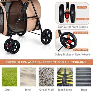 Giantex 4-in-1 Double Pet Stroller - Versatile Pet Transport