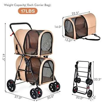 Giantex 4-in-1 Double Pet Stroller - Versatile Pet Transport