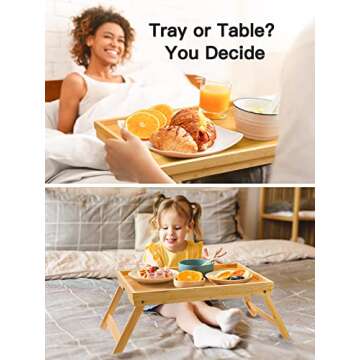 Pipishell Bamboo Bed Breakfast Tray for All Ages
