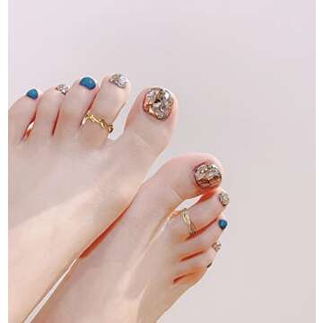 TOBENY 12PCS 14K Gold Plated Adjustable Toe Rings for Women Flower Arrow Band Open Tail Ring Women B...