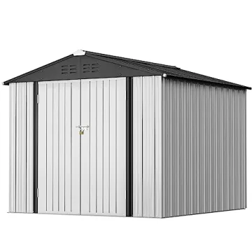 Greesum Metal Outdoor Storage Shed 8FT x 6FT, Steel Utility Tool Shed with Door & Lock