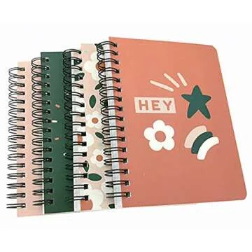 Stylish 4 Pack A6 Spiral Notebooks for Diary & Planning