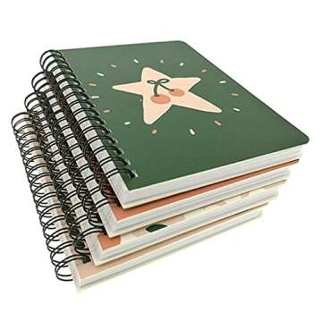 Stylish 4 Pack A6 Spiral Notebooks for Diary & Planning