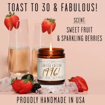 Heartfelt 30th Birthday Gifts for Women - 'Limited Edition 1996' Soy Candle, Celebrate with Champagn...