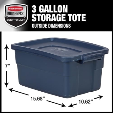 Rubbermaid Roughneck Tote 3 Gal, Stackable Storage Bins