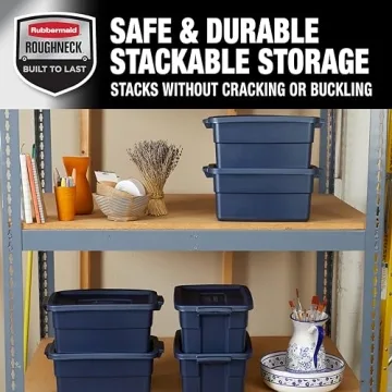 Rubbermaid Roughneck Tote 3 Gal, Stackable Storage Bins