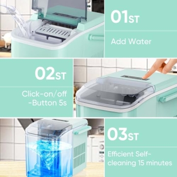 DUMOS Ice Makers - Fast, 26lbs Capacity, Self-Cleaning, Portable