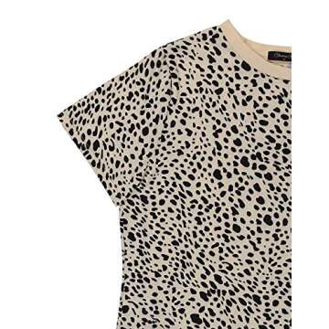 BMJL Women's Casual Cute Shirts Leopard Print Tops Basic Summer Short Sleeve Fashion Soft Blouse Loose Fit Tshirt(SmallLeopard05)