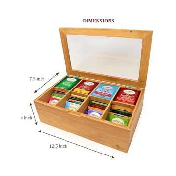 Twinings Tea Bags Sampler Assortment in Bamboo Gift Box (80 Count) 20 Flavors Gifts for Women Men Parents Family Friends Coworkers Perfect Variety Pack Tea Bag Organizer