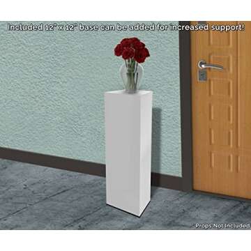 Marketing Holders 12" W x 12" D x 32" H Display Box White with Black Base Acrylic Lucite Pedestal Ar...