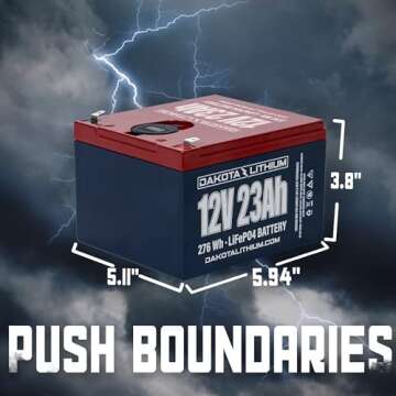 Dakota Lithium – 12V 23Ah LiFePO4 Deep Cycle Battery with Voltmeter and Dual Waterproof USB Ports – 11 Year USA Warranty, 2000+ Cycles – Perfect for Ice Fishing, Fish Finders, and More