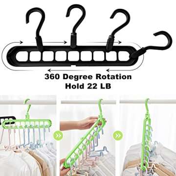 Closet Organizers and Storage,6 Pack Sturdy College Dorm Room Essentials,Closet Storage Organization,Magic Space Saving Hanger with 9-Holes for Wardrobe Heavy Clothes