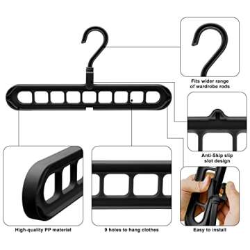 Closet Organizers and Storage,6 Pack Sturdy College Dorm Room Essentials,Closet Storage Organization,Magic Space Saving Hanger with 9-Holes for Wardrobe Heavy Clothes