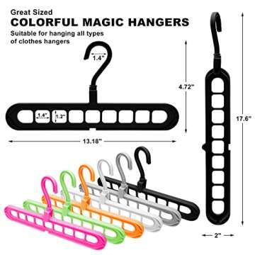 Closet Organizers and Storage,6 Pack Sturdy College Dorm Room Essentials,Closet Storage Organization,Magic Space Saving Hanger with 9-Holes for Wardrobe Heavy Clothes