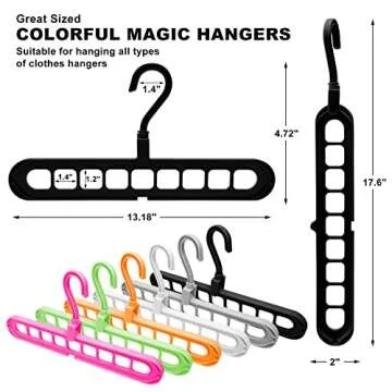Closet Organizers and Storage,6 Pack Sturdy College Dorm Room Essentials,Closet Storage Organization,Magic Space Saving Hanger with 9-Holes for Wardrobe Heavy Clothes