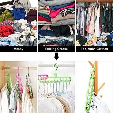 Closet Organizers and Storage,6 Pack Sturdy College Dorm Room Essentials,Closet Storage Organization,Magic Space Saving Hanger with 9-Holes for Wardrobe Heavy Clothes