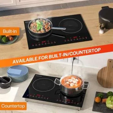 Empava Double/Dual Induction Cooktop 2 Burner, Shatter-proof Flat Glass Top, 18 Levels from 120°F t...