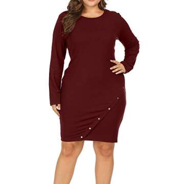 ALLEGRACE Plus Size Knitted Midi Dress for Women