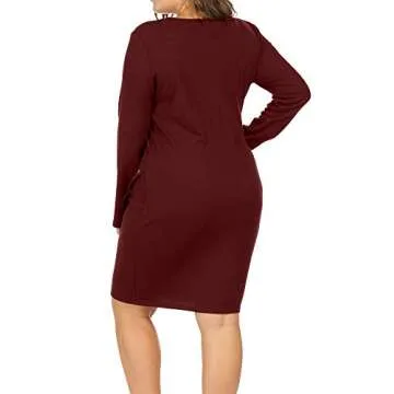 ALLEGRACE Plus Size Knitted Midi Dress for Women