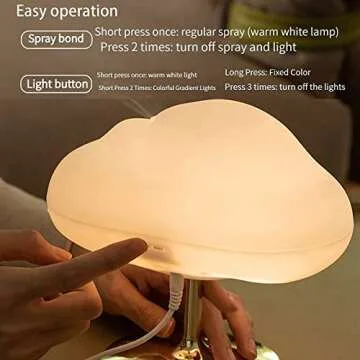 KRYCRHIA Rain Cloud Humidifier with Colorful LED Table Lamp Cloud Ultrasonic Cool Mist Humidifier for Bedroom Night Light white