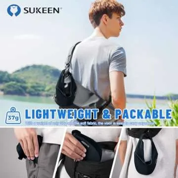 Sukeen Cooling Stretchy Visor Free Size Cool Hat with UV Protection Brim Peak Vizor for Golf,Tennis,Cycling,Running (Black)