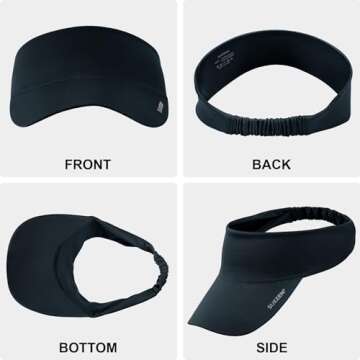 Sukeen Cooling Stretchy Visor Free Size Cool Hat with UV Protection Brim Peak Vizor for Golf,Tennis,Cycling,Running (Black)