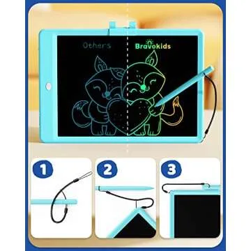 Bravokids Toys for 3-6 Years Old Girls Boys, LCD Writing Tablet 10 Inch Doodle Board, Electronic Dra...