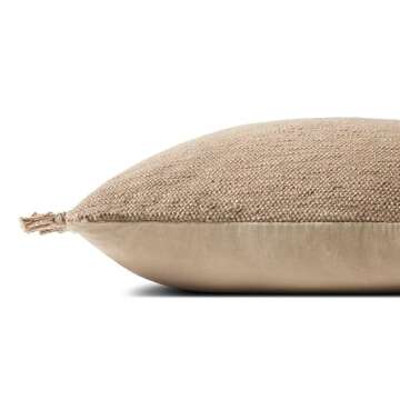 Loloi Magnolia Home by Joanna Gaines Jett Collection PMH0063 Beige 22'' x 22'' Cover w/Poly Pillow