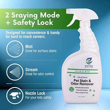 Aesroson Pet Stain and Odor Remover Spray - 3-in-1 Formula Natural Pet Odor Spray- All-Purpose Carpe...