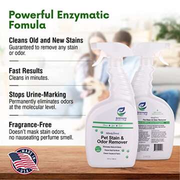 Aesroson Pet Stain and Odor Remover Spray - 3-in-1 Formula Natural Pet Odor Spray- All-Purpose Carpet Deodorizer for Pet Urine, Floor Cleaner, Fabric Stain Remover - Enzyme Cleaner 32 fl oz (1 Pack)