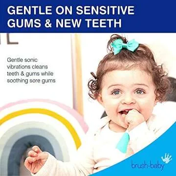 BabySonic Infant and Toddler Electric Toothbrush for Ages 0-3 Years - Safe and Sensitive Brush Heads, Sucker Base, Timer, Waterproof