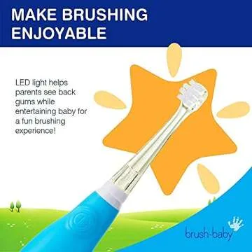 BabySonic Infant and Toddler Electric Toothbrush for Ages 0-3 Years - Safe and Sensitive Brush Heads, Sucker Base, Timer, Waterproof