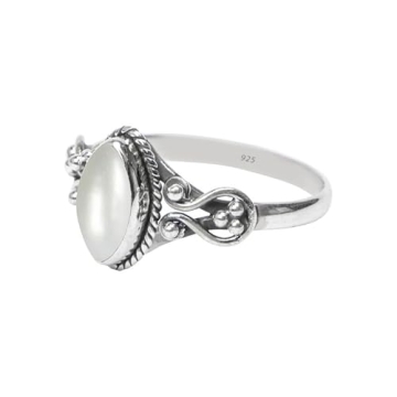 Pearl Stone Ring in 925 Sterling Silver - Handmade Unique Design
