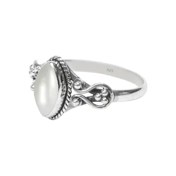 Pearl Stone Ring in 925 Sterling Silver - Handmade Unique Design