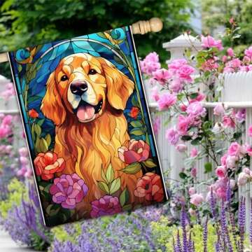 Lifesmells Golden Retriever Garden Flag - Retro Style for Pet Lovers
