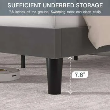 VECELO Queen Size Platform Bed Frame with Height Adjustable Upholstered Headboard, Modern Mattress Foundation,Strong Wood Slat Support, No Box Spring Needed, Easy Assembly