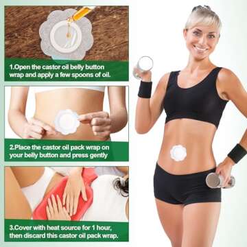 30pcs Castor Oil Pack Wrap for Belly Button, Self-Adhesive Disposable Castor Oil Belly Button Wrap Pads Spunlace Cloth Highly Absorbent Organic Cover Compress Patches No Wash (Oil Not Included)