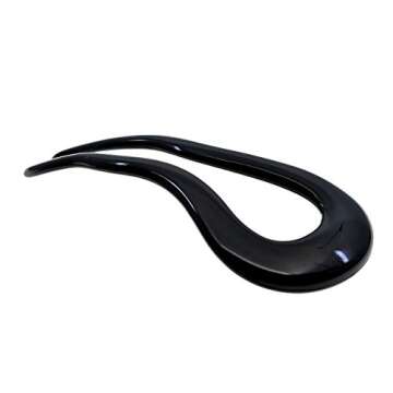 Camila Paris CP2670 French Twist Stick Clip Pins, Black, Wavy Hair Pin U-Shaped Hair Fork for Girls Spiral Updo Chignon Bun Holder, Fashion Flexible Styling Hair Accessories for Women, Made in France