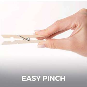 Home Genie Large Wooden Clothespins, 2.9", 50 Pack Natural Birchwood, Rust and Moisture Resistant Clothes Pegs, Durable Wood Clothing Pins, Strong Grip, Laundry Clothesline, Bag Clips, Crafts, Photos