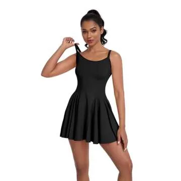 ECOWISH Women's Tennis Dress with Shorts Pockets, Summer Sleeveless Pleated Mini Athletic Golf Workout Sports Dresses