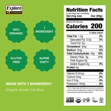 Explore Cuisine Organic Brown Rice Stir Fry Noodles - Easy & Delicious Vegan Option 8oz, Pack of 2