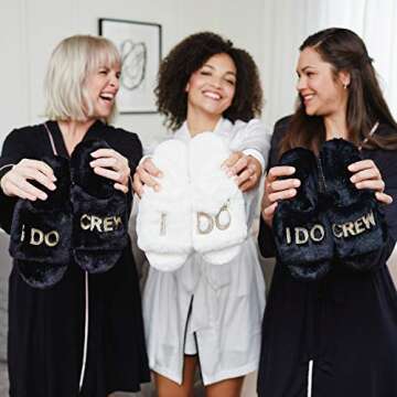 Dearfoams Women's Bride and Bridesmaid Gifts I Do Crew Slippers for Wedding and Bachelorette Party, ...
