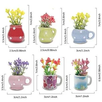 Cute Plant Fridge Magnets Funny Mini Plant Magnets for Fridge, Simulation Ceramic Flower Vase 3D Refrigerator Magnet Set 6 Pack,Decoration for Kitchen,House,Office,Whiteboard